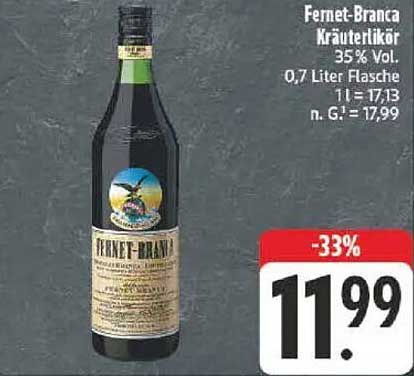 Fernet-Branca Kräuterlikör 0,7 Liter für nur 11,99€!