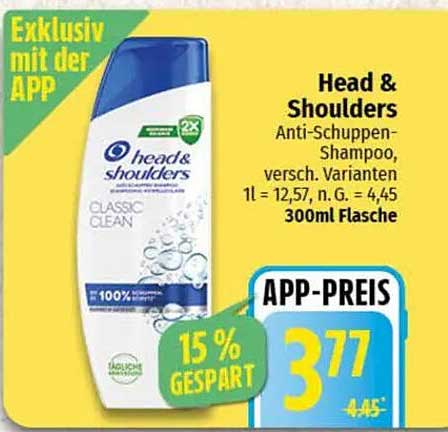Head & Shoulders Anti-Schuppen-Shampoo, 300ml Flasche