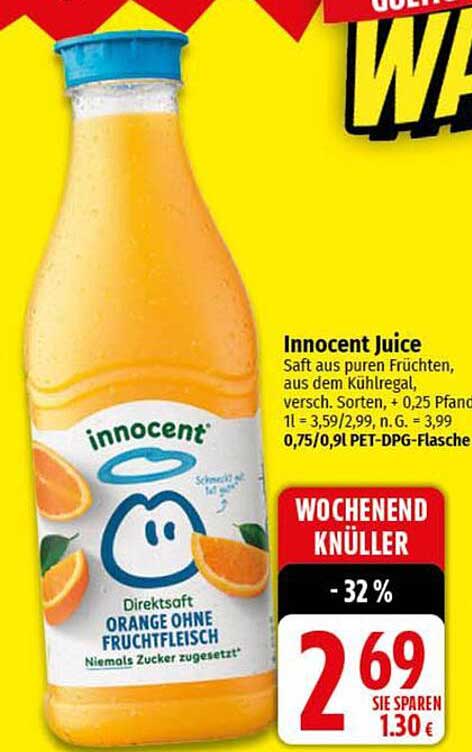 Innocent Juice - Direktsaft Orange ohne Fruchtfleisch