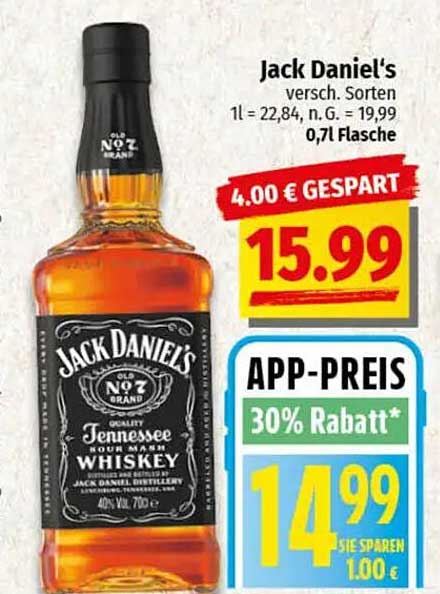 Jack Daniel's Whiskey 0,7l - verschiedene Sorten