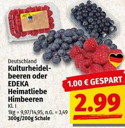 Kulturheidelbeeren oder EDEKA Heimatliebe Himbeeren