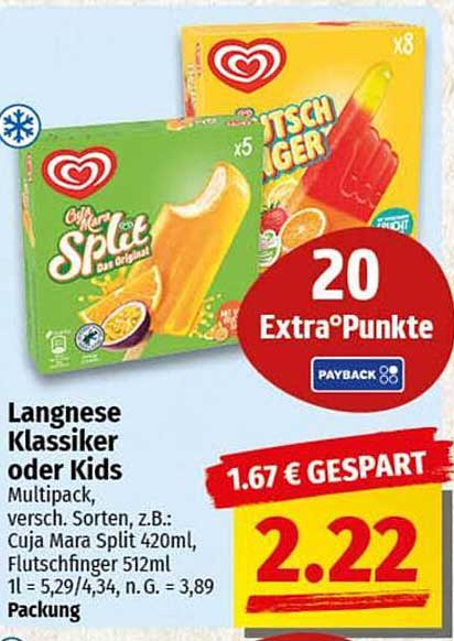Langnese Klassiker oder Kids Multipack