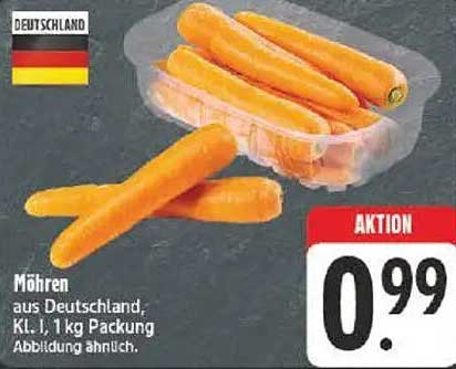 Möhren aus Deutschland, KL. I, 1 kg Packung