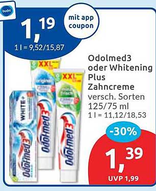 Odolmed3 oder Whitening Plus Zahnpasta - verschiedene Sorten
