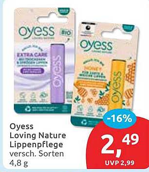 Oyess Loving Nature Lippenpflege verschiedene Sorten