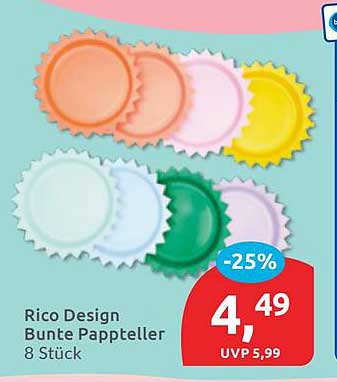 Rico Design Bunte Pappsteller - 8 Stück