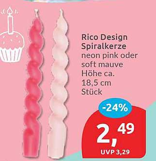 Rico Design Spiralkerze neon pink oder soft mauve