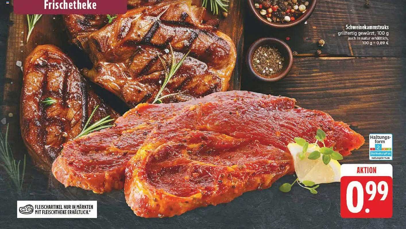 Schweinekammsteaks, grillfertig gewürzt, 100 g