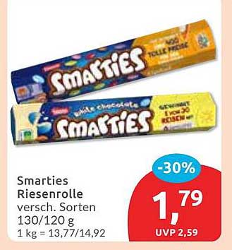 Smarties Riesenrolle versch. Sorten 130/120 g