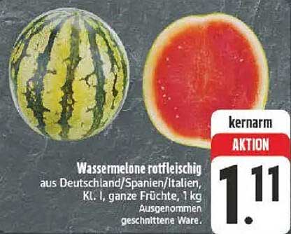 Wassermelone rotfleischig aus Deutschland/Spanien/Italien, Kl. I, ganze Früchte, 1 kg