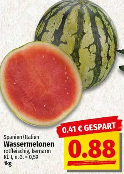 Wassermelonen rotfleischig, kernarm (1kg) - Spanien/Italien