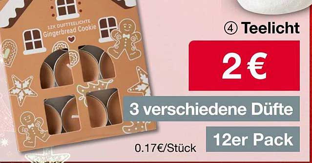 12x Duftteelichter Gingerbread Cookie - 3 verschiedene Düfte