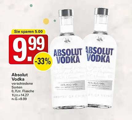 Absolut Vodka 0,7L Flasche - verschiedene Sorten