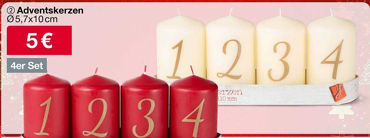 Adventskerzen Ø5,7x10 cm - 4er Set