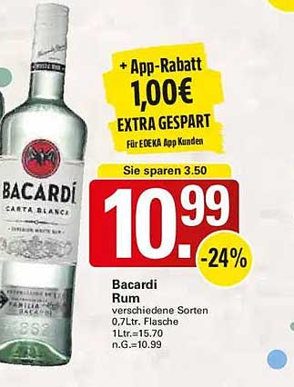 Bacardi Rum verschiedene Sorten 0,7L Flasche