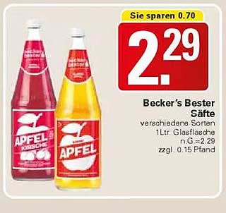Becker's Bester Säfte - verschiedene Sorten, 1L Glasflasche