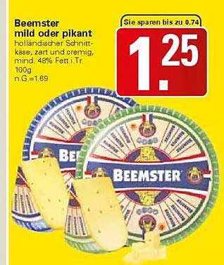 Beemster mild oder pikant holländischer Schnittkäse, 100g