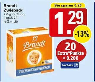 Brandt Zwieback 225g Packung