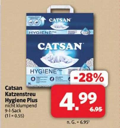 Catsan Katzenstreu Hygiene Plus nicht klumpend 9-l-Sack