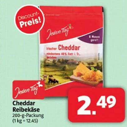 Cheddar Reibekäse 200-g-Packung