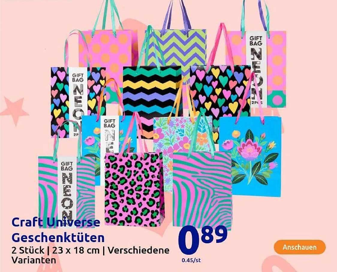 Craft Universe Geschenktüten 2 Stück | 23 x 18 cm | Verschiedene Varianten