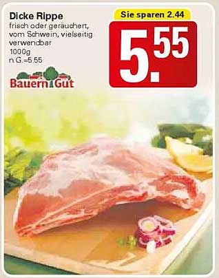 Dicke Rippe frisch oder geräuchert, vom Schwein, vielseitig verwendbar