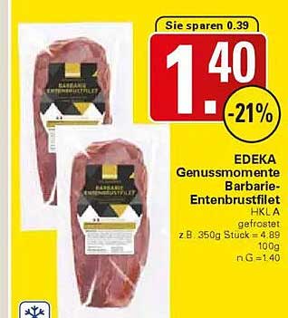 EDEKA Genussmomente Barbarie-Entenbrustfilet HKLA gefrostet