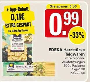 EDEKA Herzstücke Teigwaren – verschiedene Ausformungen 500g Packung