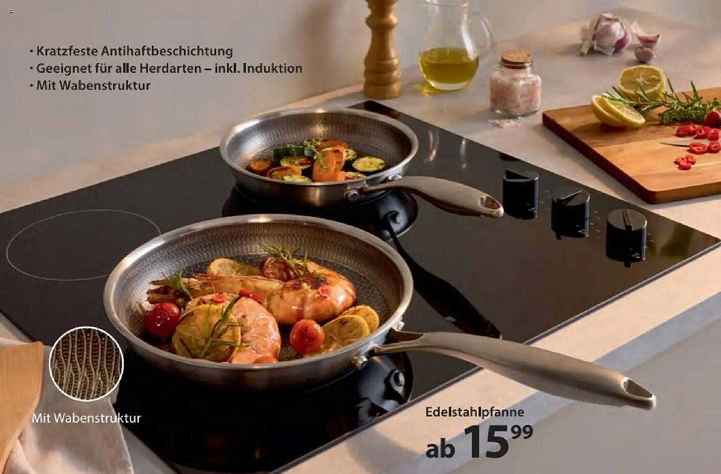 Edelstahlpfanne mit Wabenstruktur