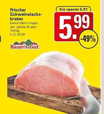 Frischer Schweinelachsbraten 1000g von BauernGut