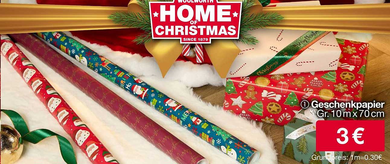 Geschenkpapier Gr. 10m x 70cm für nur 3€