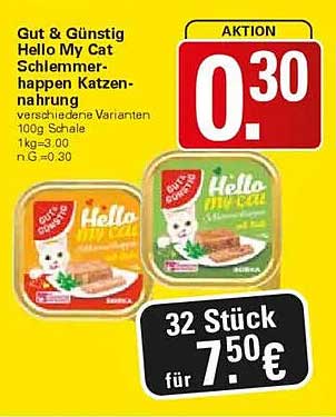 Gut & Günstig Hello My Cat Schlemmer-happen Katzennahrung