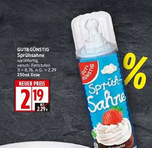 GUT& GÜNSTIG Sprühsahne 250ml Dose