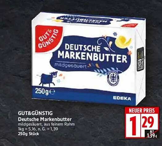 GUT&GLÜNSTIG Deutsche Markenbutter 250g