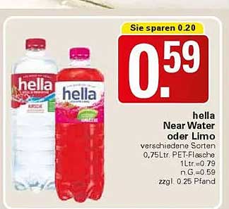 hella Near Water oder Limo 0,75L PET-Flasche