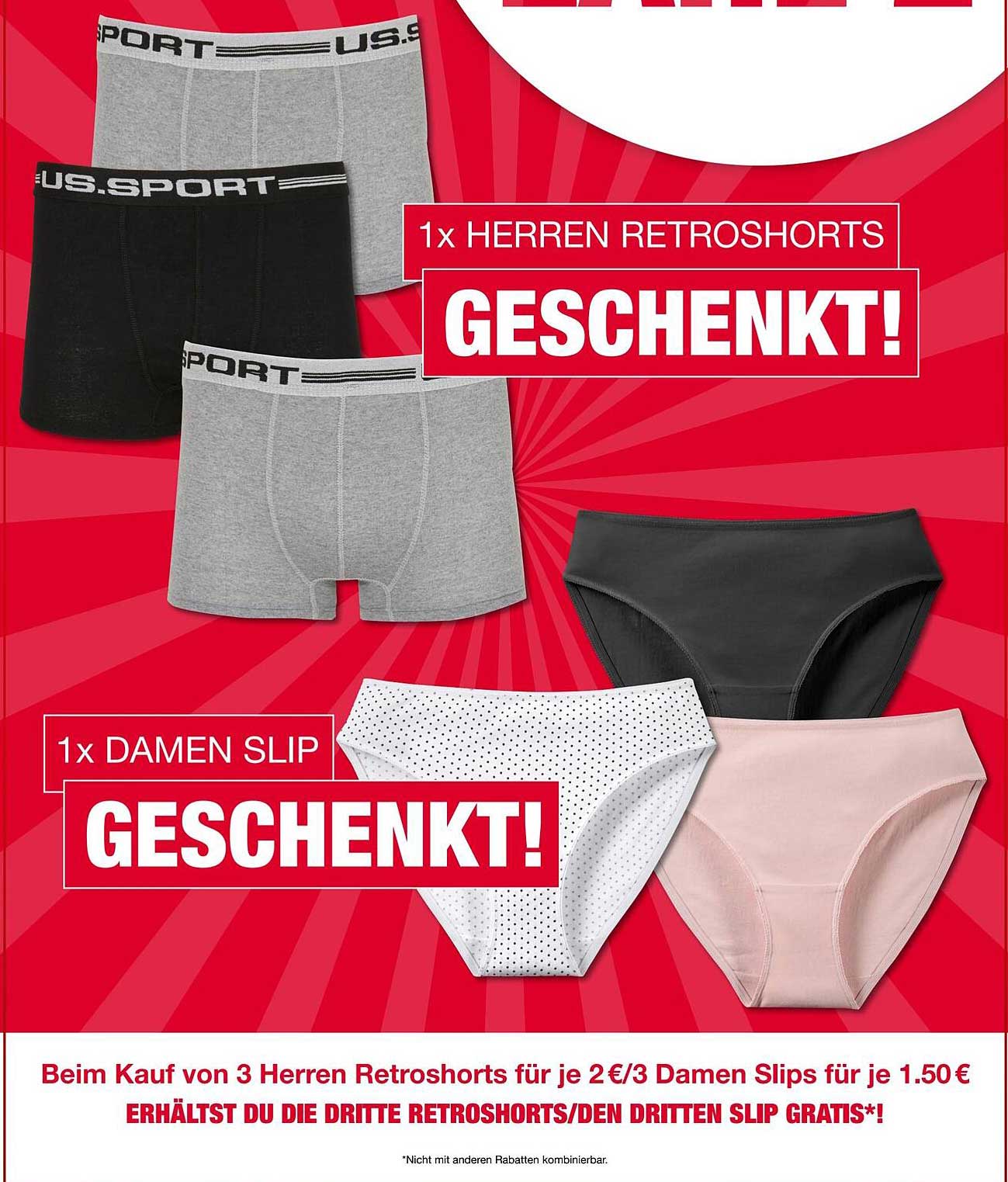 Herren Retros Shorts und Damen Slips Angebot