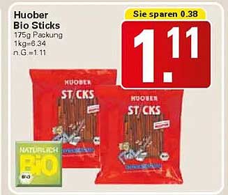 Huober Bio Sticks 175g Packung