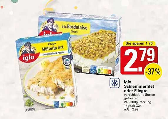 Iglo Schlemmerfilet oder Filegro - verschiedene Sorten gefrostet