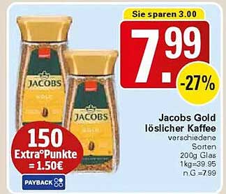 Jacobs Gold löslicher Kaffee 200g