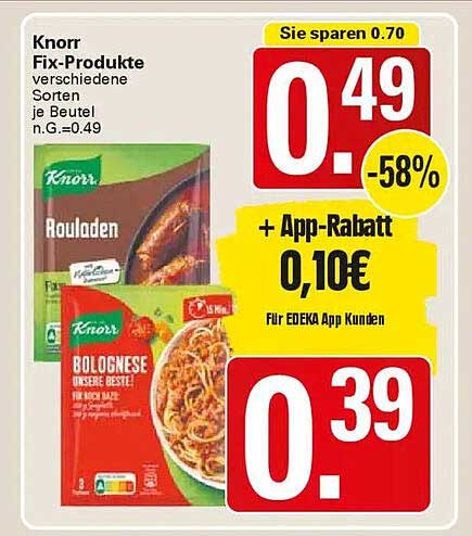 Knorr Fix-Produkte - Verschiedene Sorten