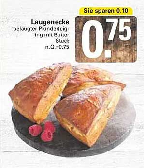Laugenecke belaugter Plunderteigling mit Butter Stück n.G.=0.75