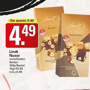 Lindt Nuxor verschiedene Sorten 103g Beutel