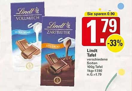 Lindt Tafel verschiedene Sorten 100g