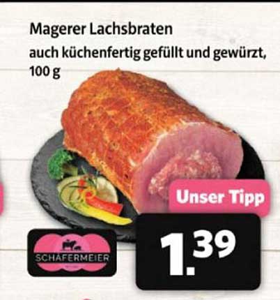 Magerer Lachsbraten auch küchenfertig gefüllt und gewürzt, 100 g