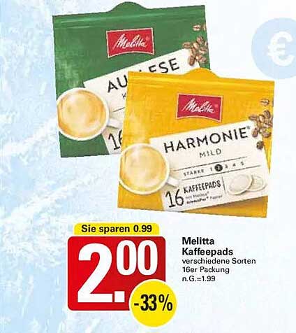 Melitta Kaffeepads verschiedene Sorten 16er Packung
