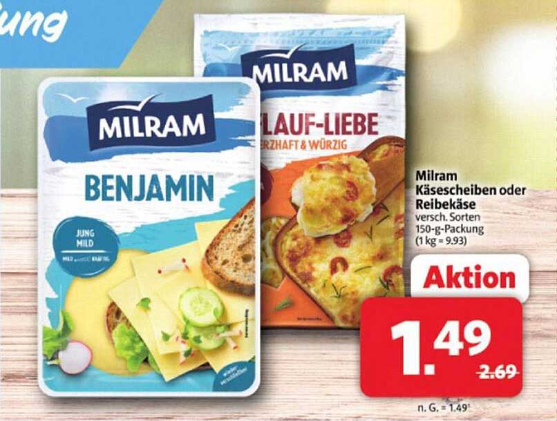 Milram Käseplatten oder Reibekäse 150-g-Packung