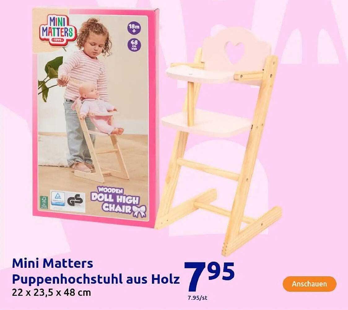 Mini Matters Puppenhochstuhl aus Holz