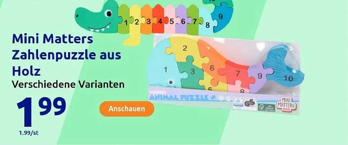 Mini Matters Zahlenpuzzle aus Holz - Verschiedene Varianten