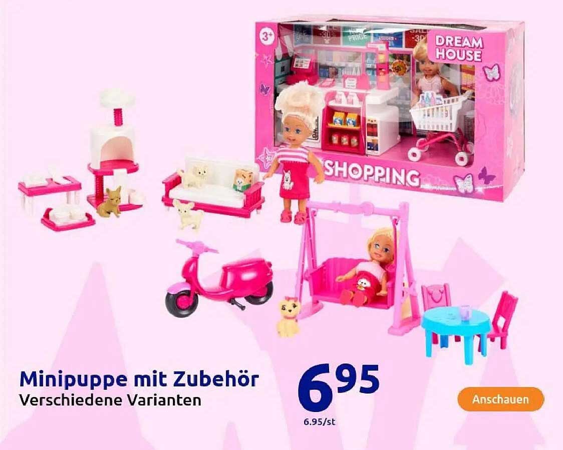 Minipuppe mit Zubehör - Verschiedene Varianten