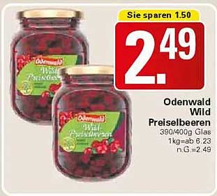 Odenwald Wild Preiselbeeren 390/400g Glas